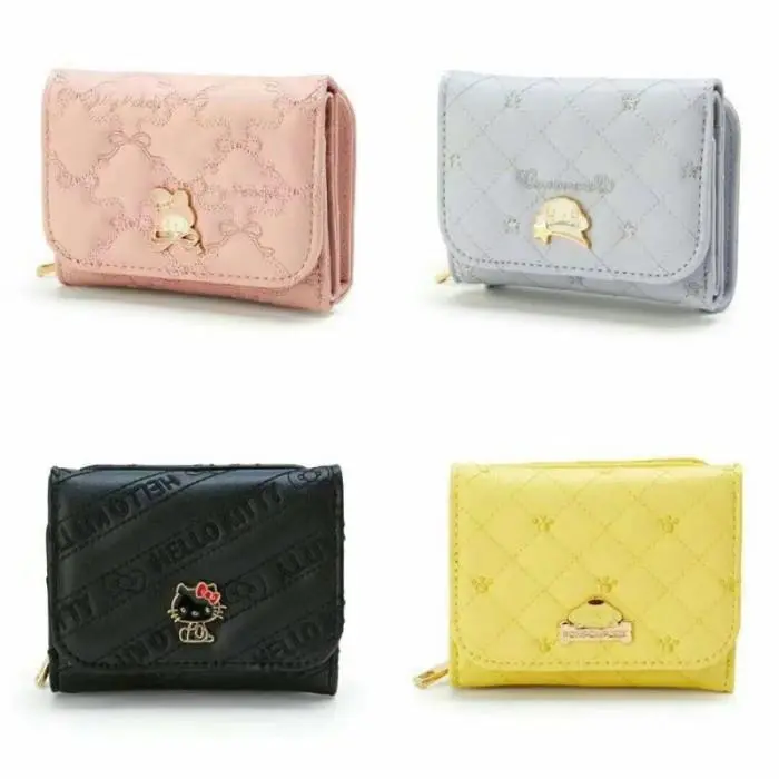 [BHITS1050] Dompet Lipat Premium Resleting Sanrio Melody Cinnamoroll Pompompurin Kuromi| Dompet Lipat Tiga Klip Trifold PU Leather Logo Metal Sanrio 2