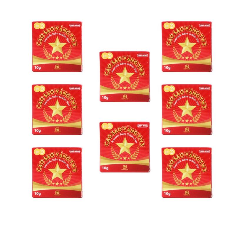 TW3 - Combo 8 hộp 10gr Cao sao vàng tinh chất dầu tràm - Dầu mát xa xoa bóp