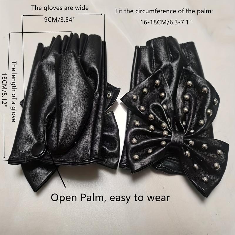 PU Leather Gloves Punk Dance Performance Half Finger Gloves Hip Hop Elastic Gloves Women 5