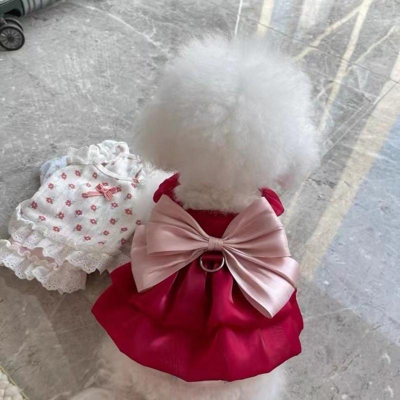 Product Introduction of thingin New Big Bow Summer Pet Clothes Soft Thin Pet Dog Skirt Elastic Pet Supplies Pet Princess Dress 17