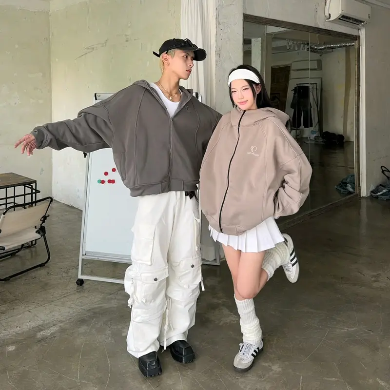 Áo Hoodie zip Nỉ Kéo Cổ Cao YC1996 - áo khoác dây kéo cổ cao thêu 1