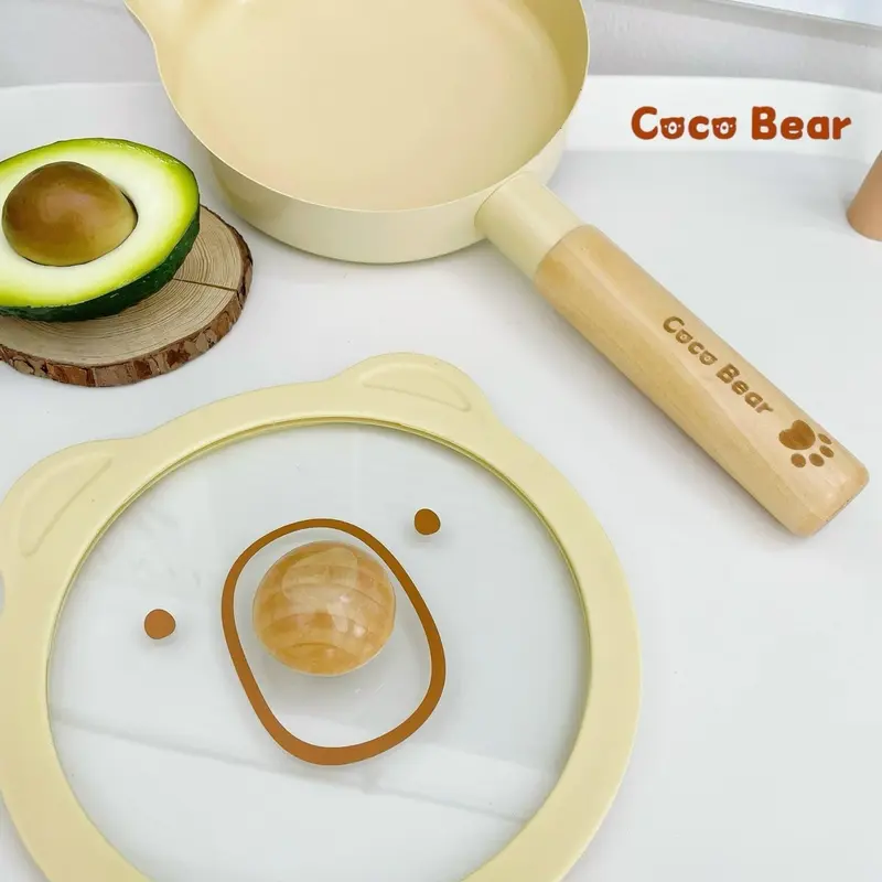 Bộ nồi chảo gấu Cocobear kèm thìa khuấy chống dính cho bé ăn dặm 1