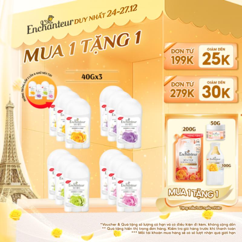  Combo 3 Sáp khử mùi dưỡng da nữ Enchanteur Charming 40g chai 