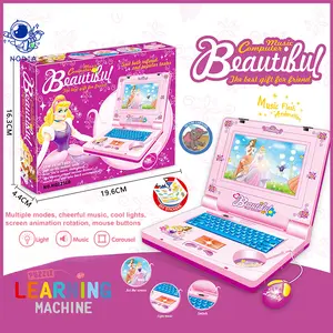 NODIA Mainan Notebook Anak-anak/Versi Bahasa Lnggris Dari Lampu Notebook Simulasi Komputer Kartun Musik/Mainan Tablet Musik/Stiker DIY/Notebook Mesin Belajar Anak-anak/Pencerahan Anak-anak Mainan Pendidikan Awal Mainan Pendidikan