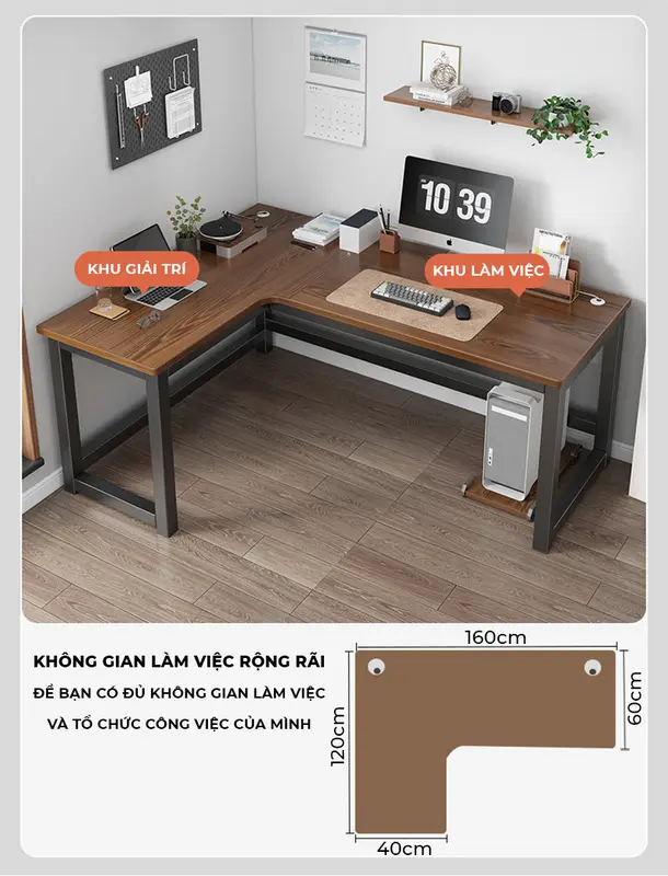 Bàn làm việc chữ L dày 25mm, khung thép chống ghỉ phủ sơn tĩnh điện thương hiệu IGA - GM126 1