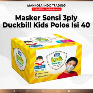 Masker Sensi 3ply DUCKBILL KIDS Anak Anak Motif Polos Isi 40 Lembar