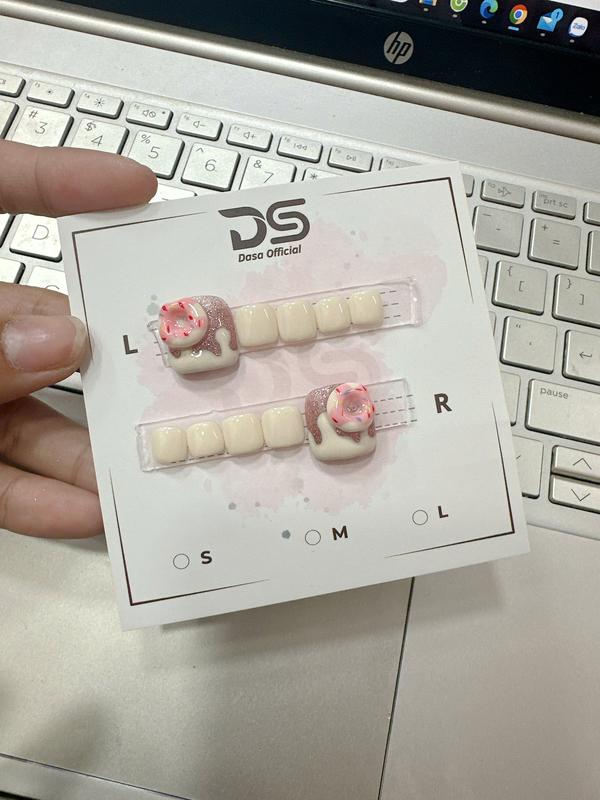 Móng chân giả NGẮN màu trắng kem nail box chân GIÁ RẺ design đơn giản thích hợp đi chơi chụp ảnh tặng keo dán móng MC102 giò vỏ sò set sơn gel qs