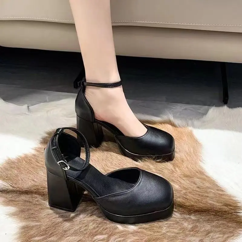 Giày Cao Gót, Đế Dày, Gót Chunky, Ngoại Cỡ, Dành Cho Nữ, Mũi Giày Barbie Mới, Giày Mary Jane Thoải Mái, Giày Cỡ Lớn, Đế Chống Thấm Nước Nhung Shoes 5