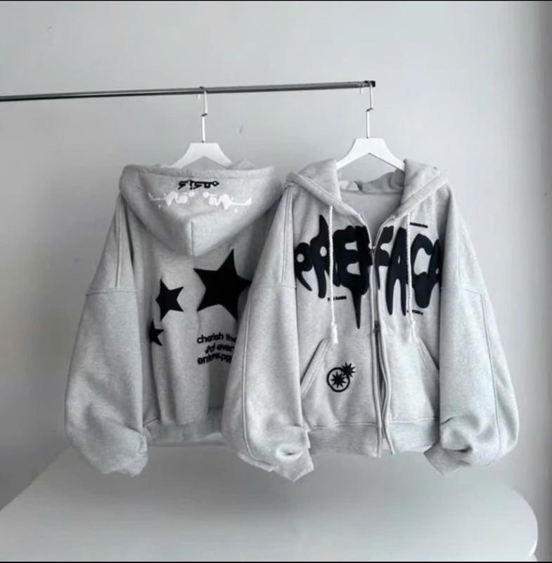 Áo Khoác Hoodie Nam Nữ FREFACE Ngôi Sao In Nổi Siêu Xinh HOT Trend Jacket Menswear Mạnh Mẽ 6
