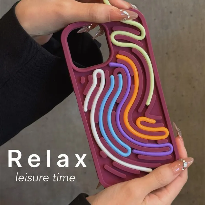 Creative Puzzle Line Phone Case, 1 Count Silicone Phone Protective Cover, Phone Accessory Compatible with iPhone 11 12 13 14 15 16 Pro Max 3
