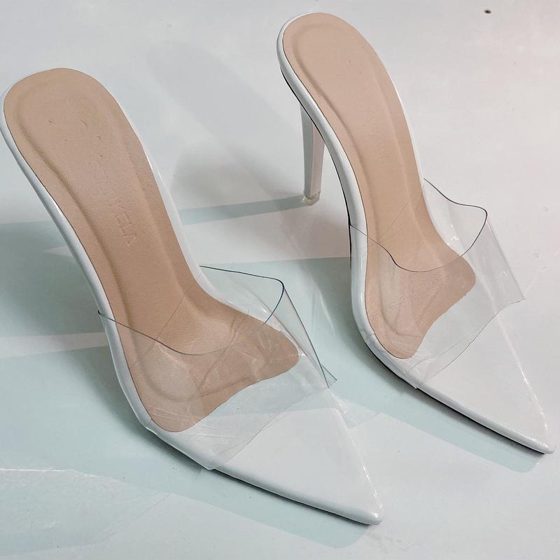 Product Introduction of Mã 21 - Giày/Dép/Guốc nữ cao gót, mũi nhọn, quai trong, quai ngang mika trong suốt, đế nhọn 9cm DéP Shoes hậu  nơ 11