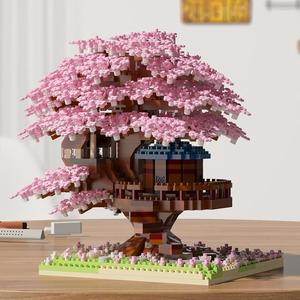 桜の盆栽木ブロックセット、1箱あたり2200ピース。男の子・女の子向けのクリエイティブな組み立てブロック、楽しく創造的に組み立てられるおもちゃです。