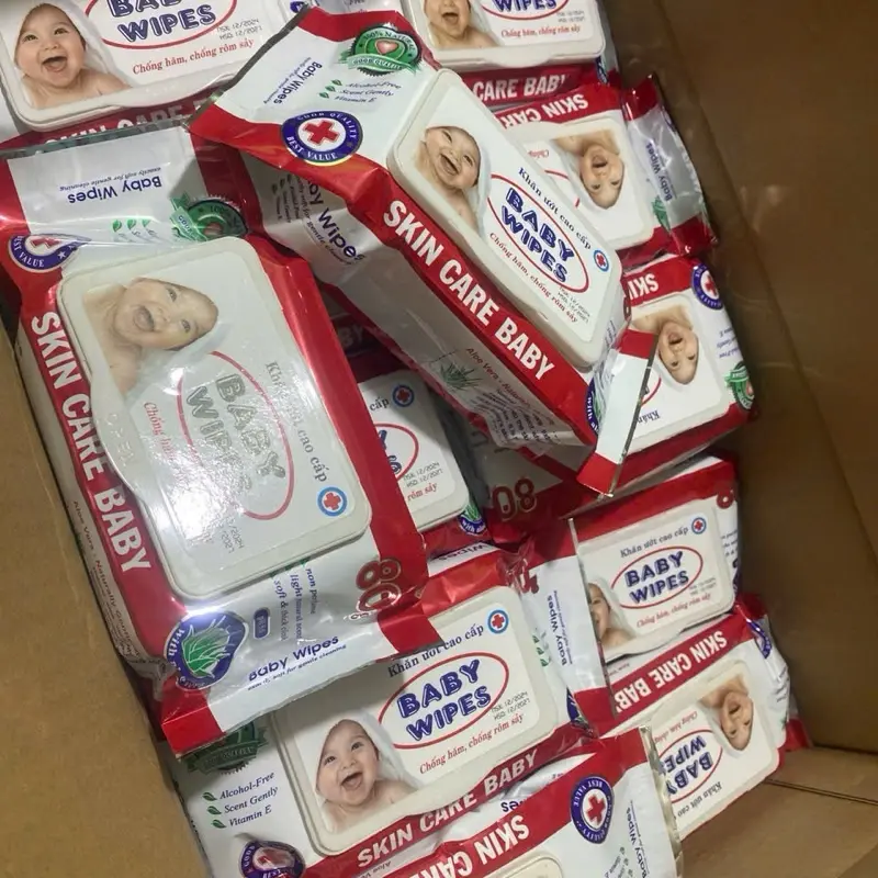 Giá sỉ combo 10 gói khăn ướt baby wipes 80g màu đỏ, an toàn cho bé yêu nhà bạn! Voi.