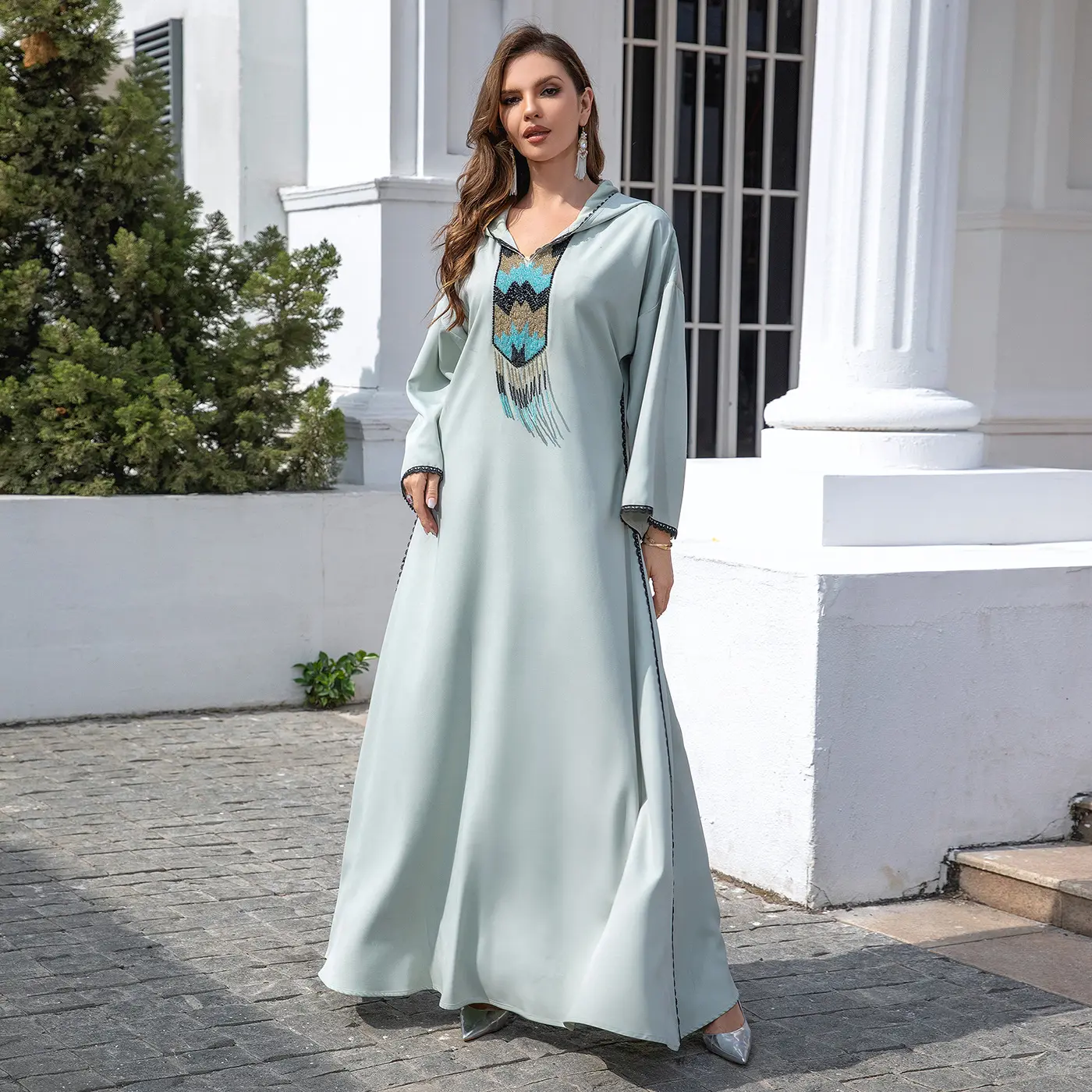 European and American Fashion Fashion Women's Wear Dress Middle East Muslim Muslim Robe Abaya Evening Dress Discount Batch