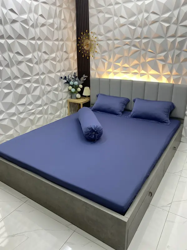 [OHAYO] Bộ ga thun lạnh 4 món 12 màu gồm: 1 ga bo chun, 2 vỏ gối nằm, 1 vỏ gối ôm 7