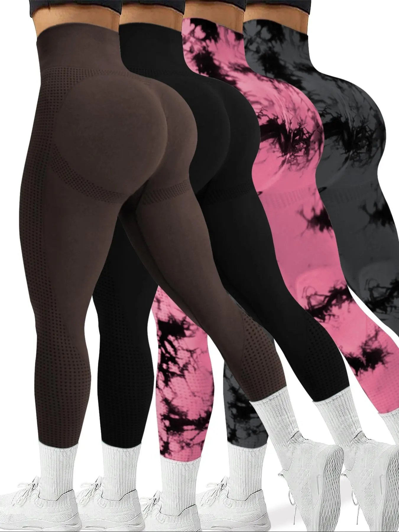 Women's Tie Dye Print High Waist Sports Leggings, Casual Comfy Breathable Seamless Skinny Tummy Control Pants for Yoga Gym Workout Running, Ladies Sportswear for All Seasons