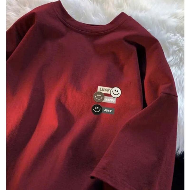 Áo thun phông nữ nam 3158 chất liệu cotton khô dày dặn form rộng tay lỡ KONOVA in hình luckyhappy 0