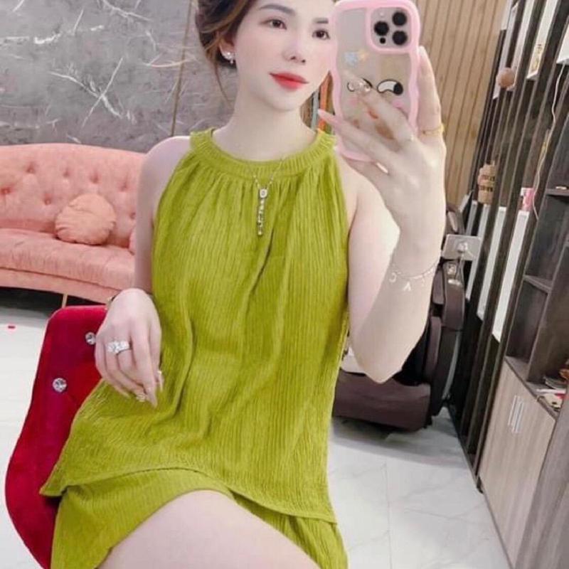 Đồ Bộ Cổ Yếm Mặc Nhà Cho Nữ Phom To 40-70kg Thoáng Mát Women sét siêuxinh set đồ