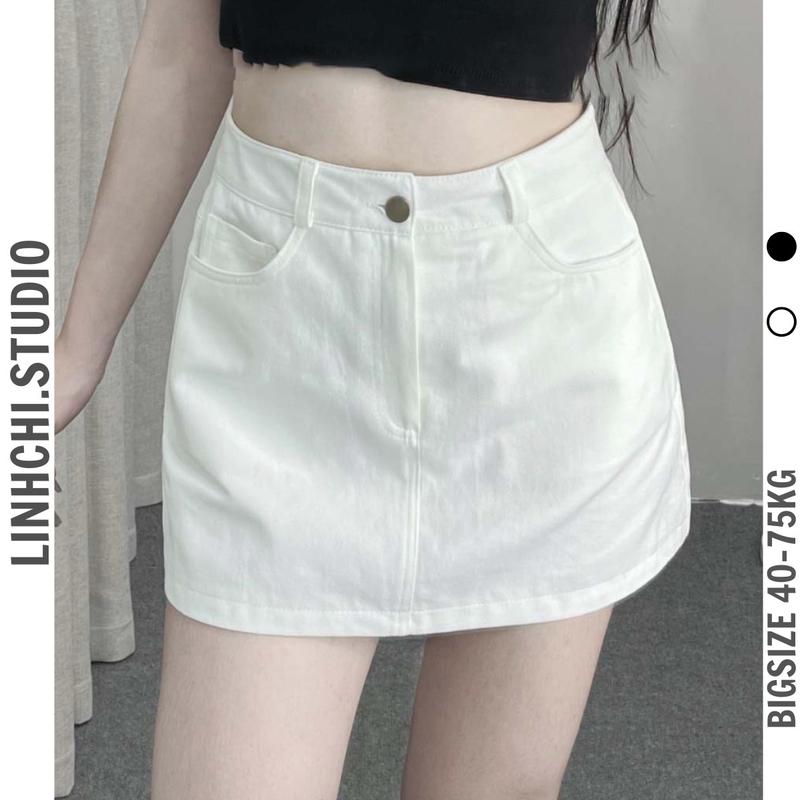 Chân váy kaki [mã 506] dáng ngắn có lót trong BIGSIZE cạp cao_Linhchi.studio Nữ Women