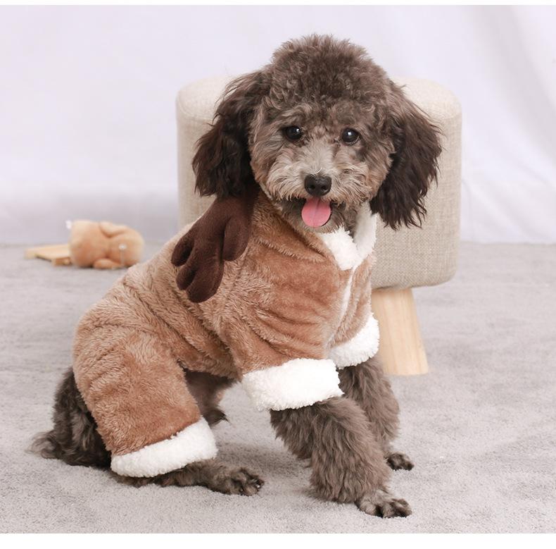 Product Introduction of LINPET-Pet Dog Clothes Autumn and Winter Thickened Warm Teddy Corgi Jarre Aero Bull Puppy Cat Winter Pet Costume Wholesale 14