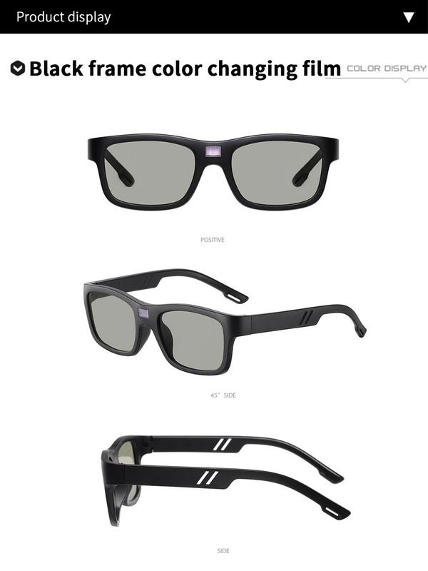 Unisex Simple Style Smart Photochromic Sunglasses (1 Pair), Trendy Casual Square Frame Sunglasses for Everyday Use, Fashion Accessories for Outdoor Activities 6