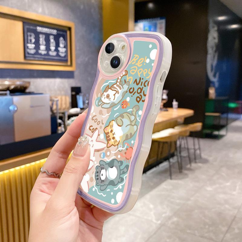 Soft Case Untuk VIVO V23e 4G 5G V11 Pro V11 V11i V17 V17 Neo V19 V19 Neo V21 5G V29 V30 Pro V30 SE V30E 5G V40 SE V5 Lite V5 Plus V5 V5s V9 Youth V9 V9 6GB Transparan Antishock Cute Swimming Kittens Casing Murah Ponsel Silicone 2