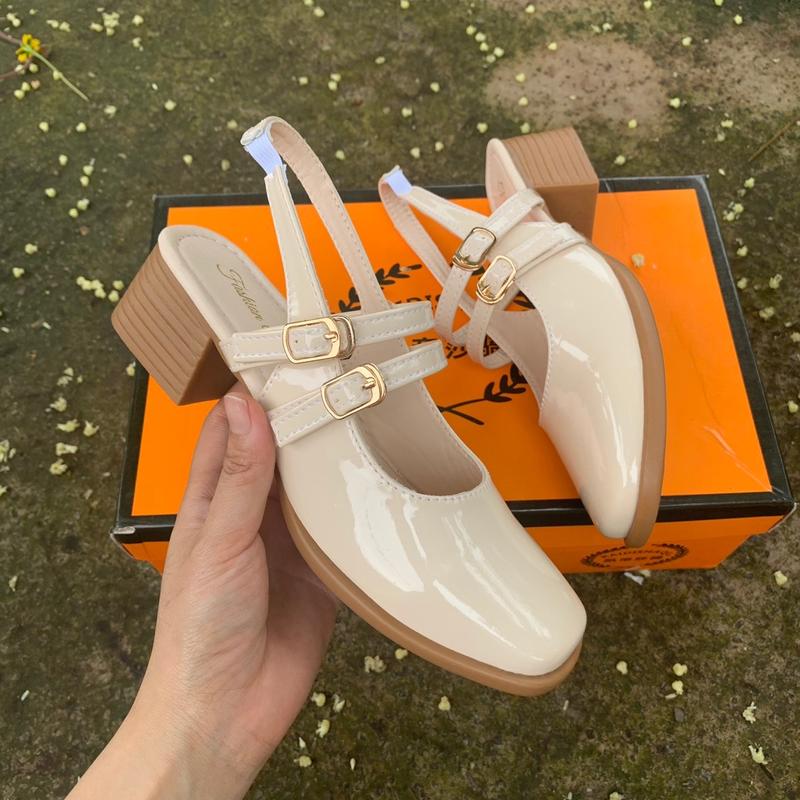 Giày sandal nữ, giày hở gót đế cao 4cm kiểu dáng thanh lịch theo phong cách Hàn Quốc