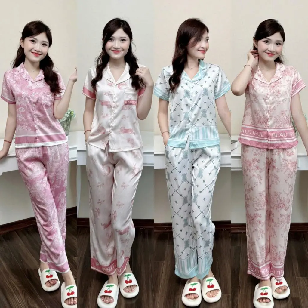 Đồ bộ mặc nhà nữ (Bunnysky) quần áo nữ pyjama, bộ pizama thiết kế lụa vân co giãn nhẹ