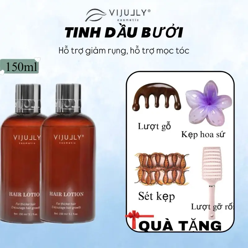 2 Chai 300ml tinh dầu xit bưởi vijully Hỗ trợ giảm rụng, hỗ trợ mọc tóc con dưỡng tóc nhanh dài và dày. Nâng cấp dúng tích 150ml chất dinh dưỡng chăm sóc tóc