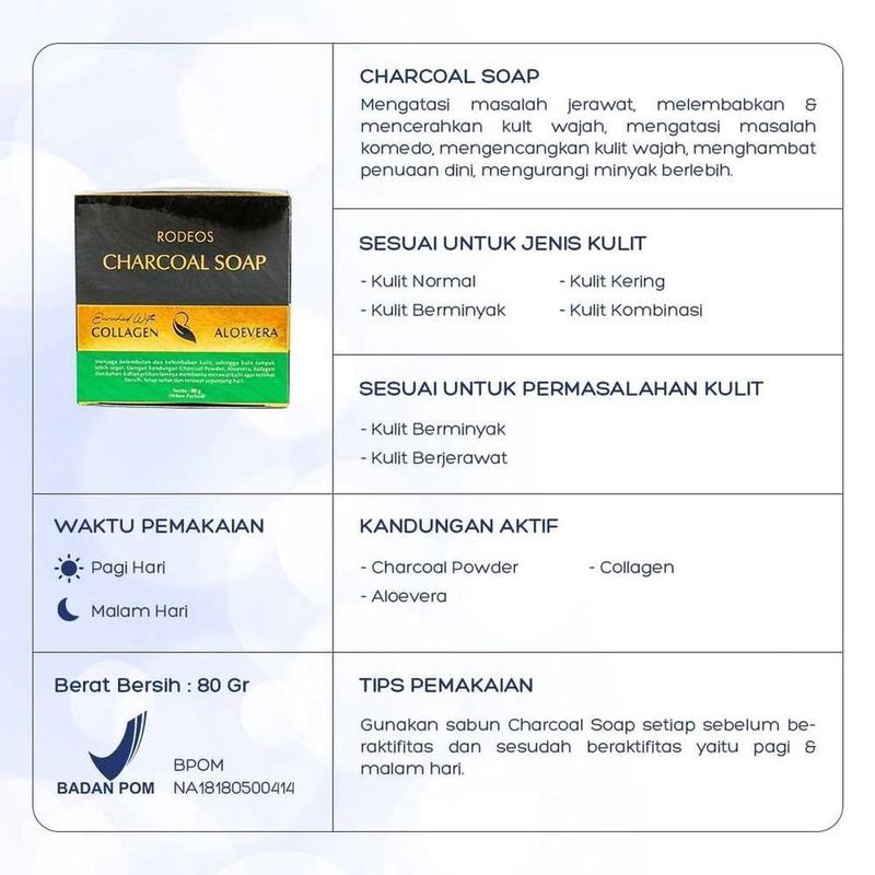 RODEOS Charcoal Soap 80gr - Sabun Wajah Pria Penghilang Jerawat , Minyak Berlebih, Kusam & Komedo 3