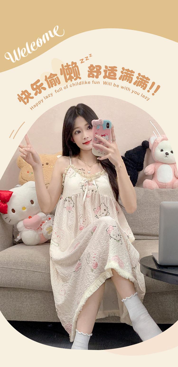 Product Introduction of Đồ Ngủ, Phong Cách Thanh Lịch, Váy Ngủ Mùa Hè Cho Nữ, Có Thể Mặc Ngoài Trời, Nhăn Bong Bóng, Có Đệm Ngực, Váy Ngủ Có Thể Tháo Rời Làm Bằng Bông, Thoải Mái Và Thoáng Khí, Thích Hợp Mặc Thường Ngày 1