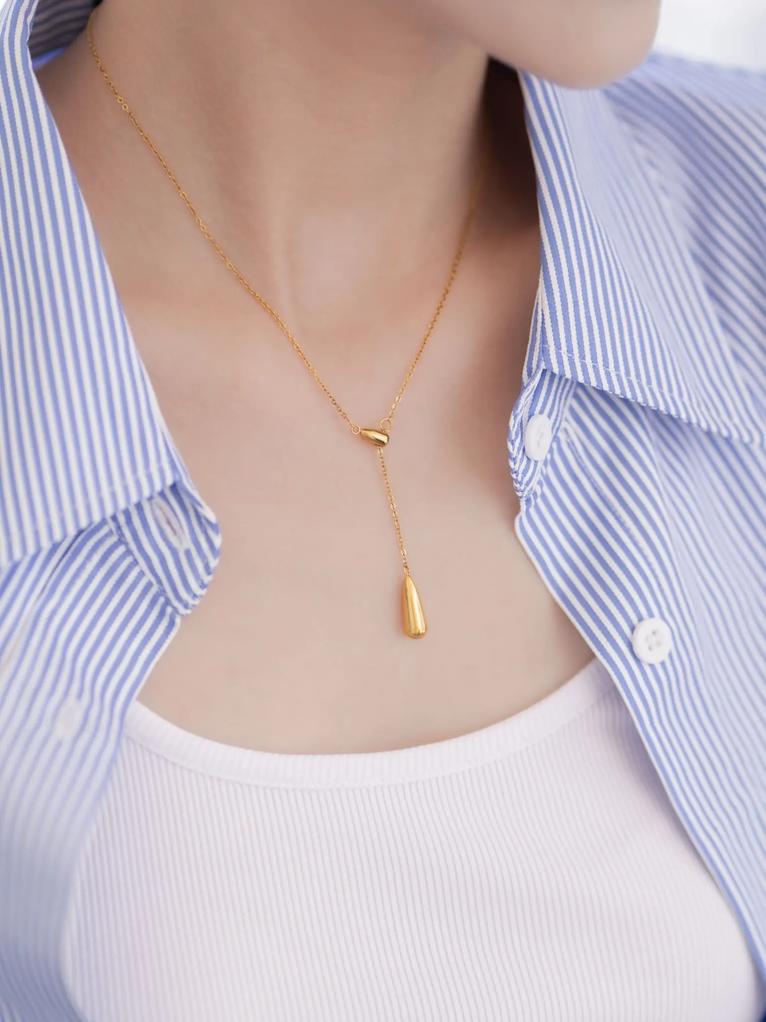 Dây Chuyền Titan Nữ Cindy, Vòng Cổ Chữ Y Thanh Lịch, Nữ Tính NACY N10124