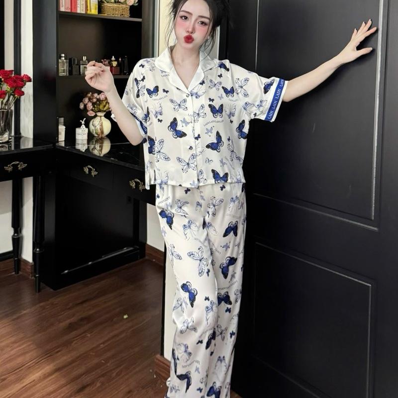 Pyjama - set TNQD form áo croptop - chất liệu lụa latin - size <60kg Nữ 1