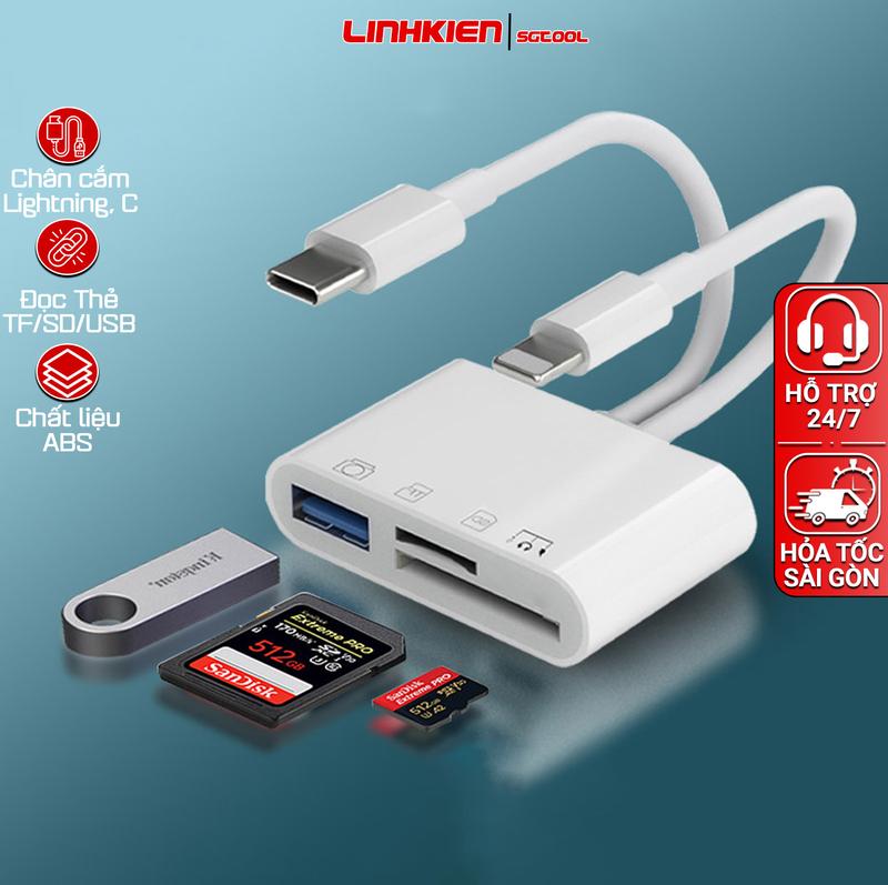 Đầu đọc thẻ nhớ SD TF USB kết hợp OTG 3 trong 1 đa năng hỗ trợ tương thích tất cả các dòng điện thoại ,laptop, máy tính