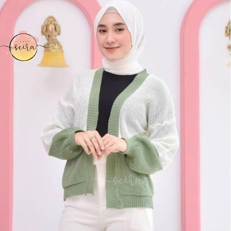 [BISA COD] Manda Outer Cardy 2 Tone / Sweater Wanita / Cardigan Rajut / Outer Wanita / Knit Cardigan / Outer Rajut / Manda Cardi 0