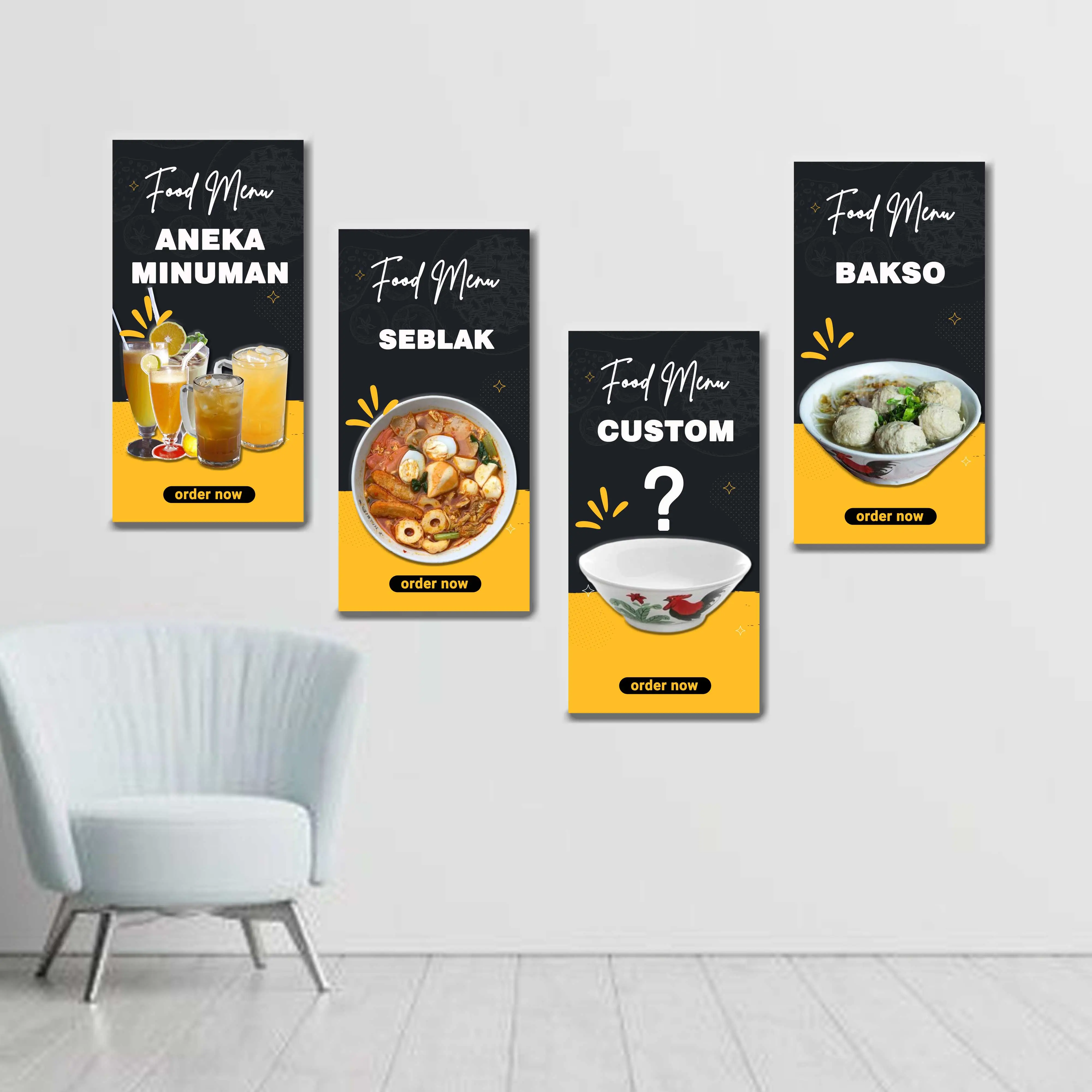 HIASAN DINDING WALDECOR MENU MAKAN FOOD MENU UKURAN 15 X 30 CM BIASA CUSTOM