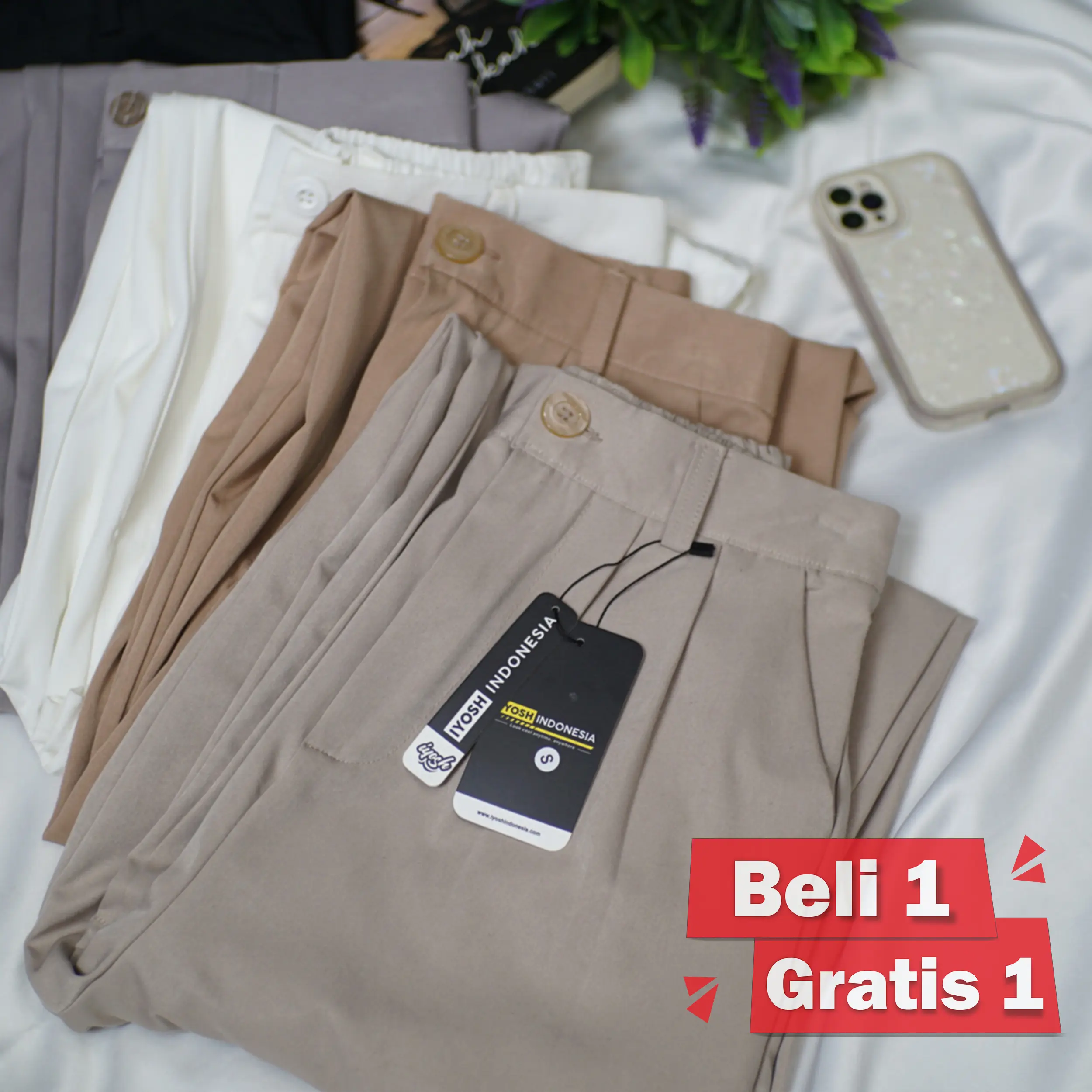 BELI 1 GRATIS 1 Loose Pants 332 PREMIUM Bahan Melar Celana Panjang Casual Wanita
