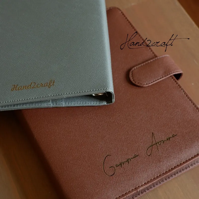 Binder kulit A5 Custom Nama dan LOGO Kulit PU Pria Cowok Kartu 4