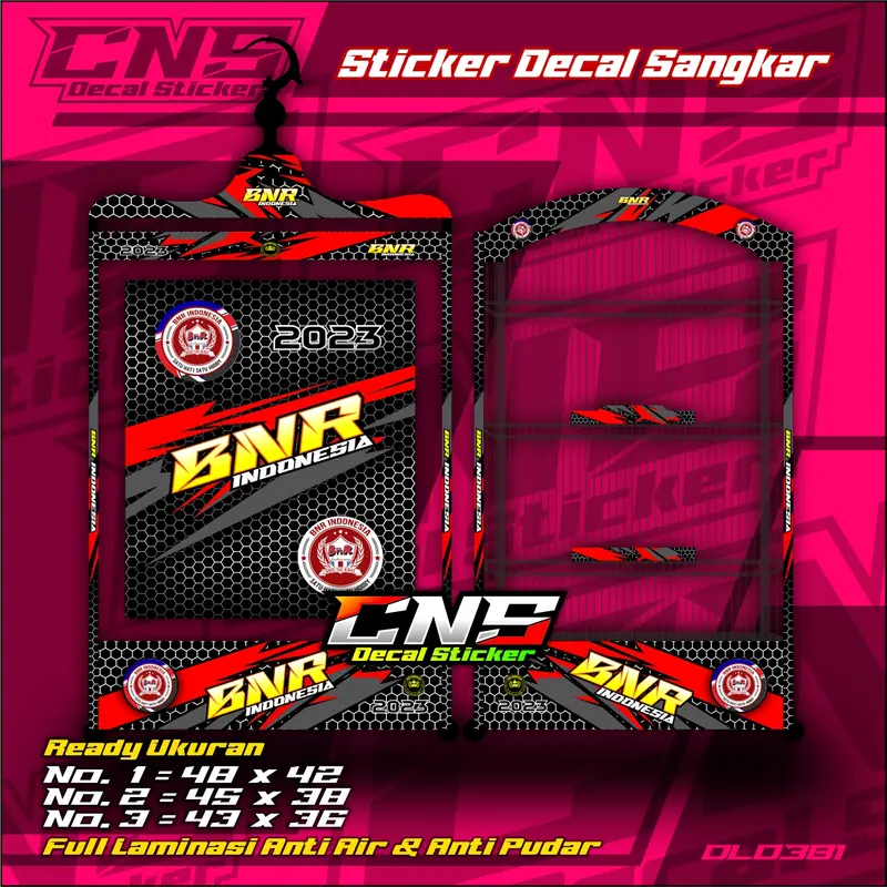 CNS Stiker Sangkar Burung Kotak BNR Full Laminasi Bisa Request Nama 0