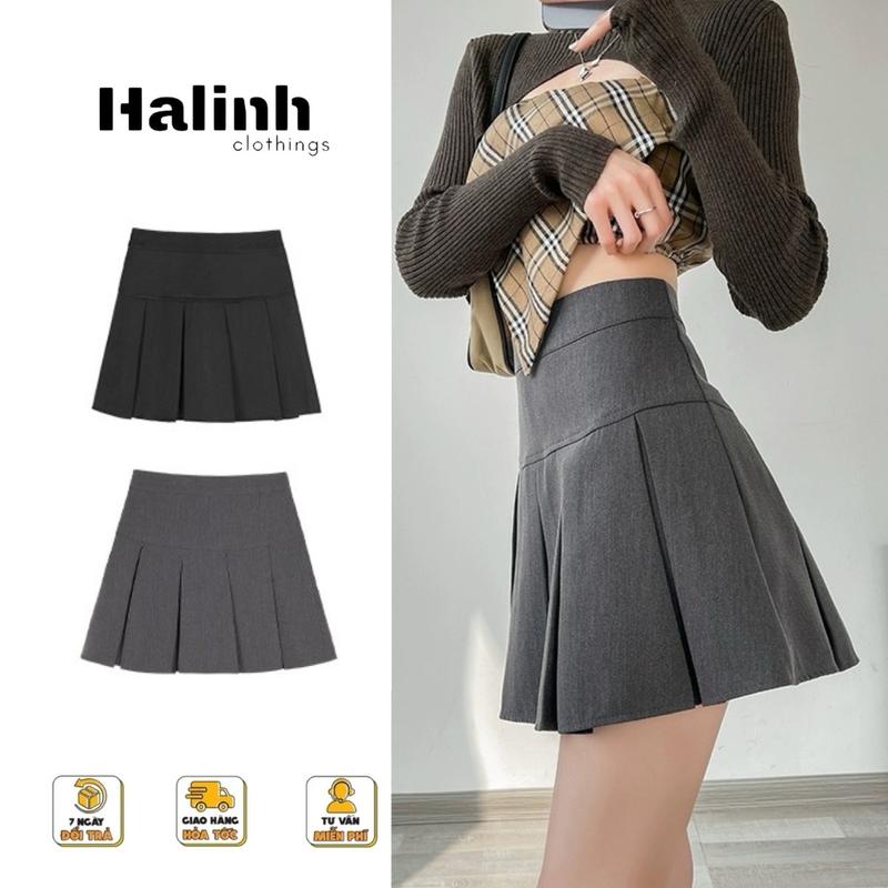 Chân váy xếp ly bản to phong cách hàn quốc nữ màu xám, đen M0149