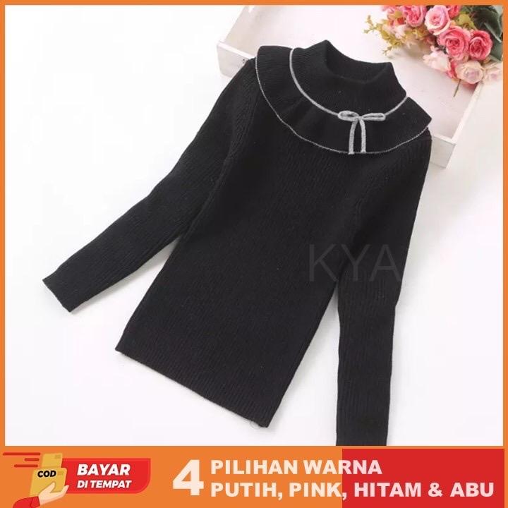 Baju Atasan Anak Cewe Cewek Perempuan Lengan Panjang Pariasi Pita Usia 1 - 6 Tahun Model Korea Style Terbaru Kekinian 3