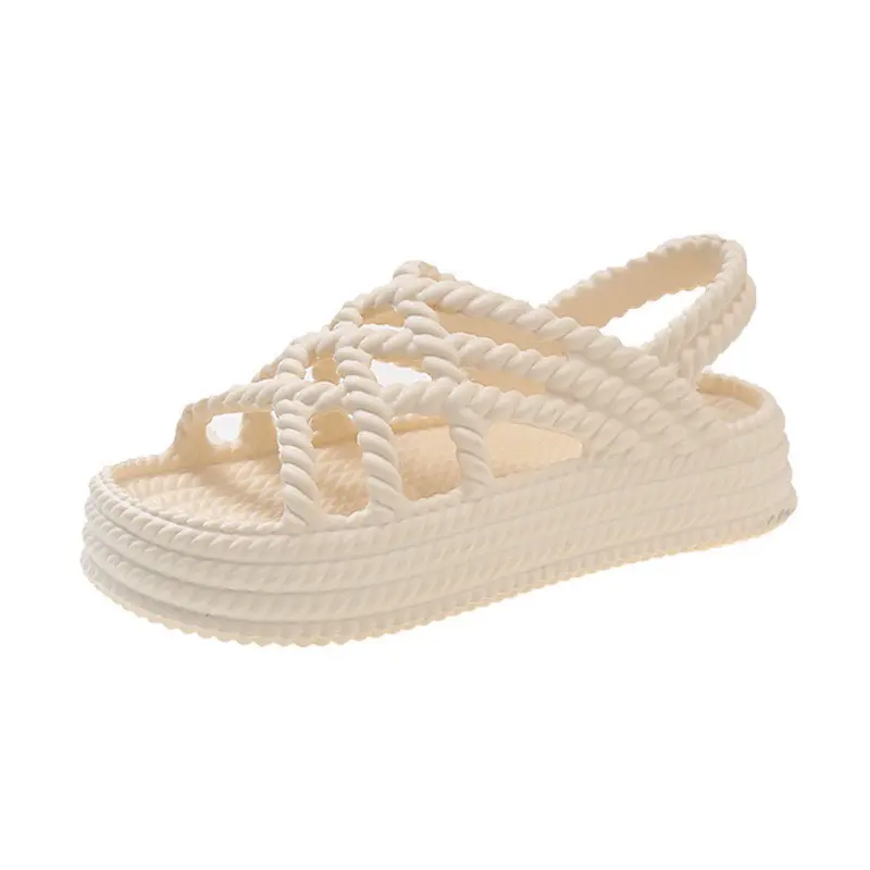 Dép Sandal Quai Chéo Dây Bện Đế 5cm Dép Quai Hậu Siêu Mềm Chống Nước 3