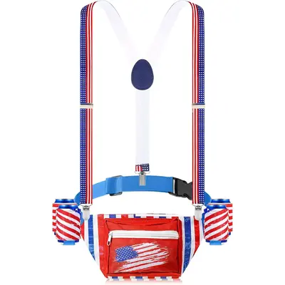 Tipsy Elves Patriotic USA Fanny Pack With Drink Holder & Flag Cape - Adjustable Waist, Multiple Pockets, Fun Novelty - View #11