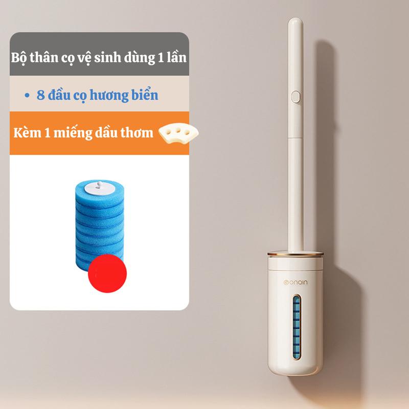 Bộ cọ vệ sinh dùng một lần nâng cấp mẫu 2024, Cọ toilet ECO xoay 360 thế hệ mới có đầu cọ thay thế 7