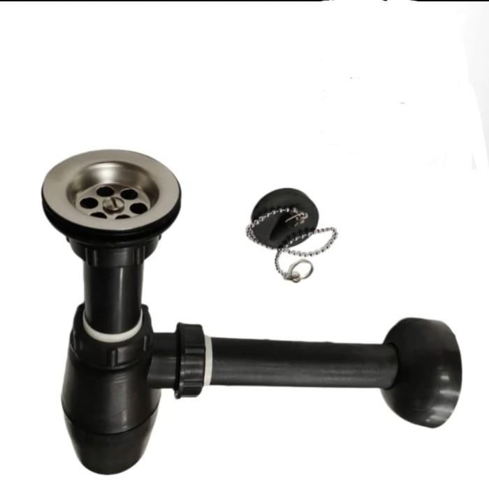 Gambar sifon botol wastafel plastik hitam 1 1/4 murah Q30 dari Dunia Acc shop Kota Administrasi Jakarta Utara Tokopedia