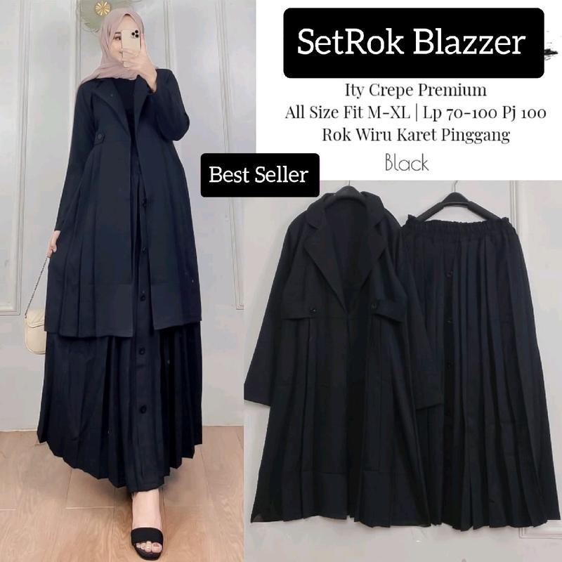 SetRok Blazer Rok Plisket Fit Karet Setelan Wanita 5