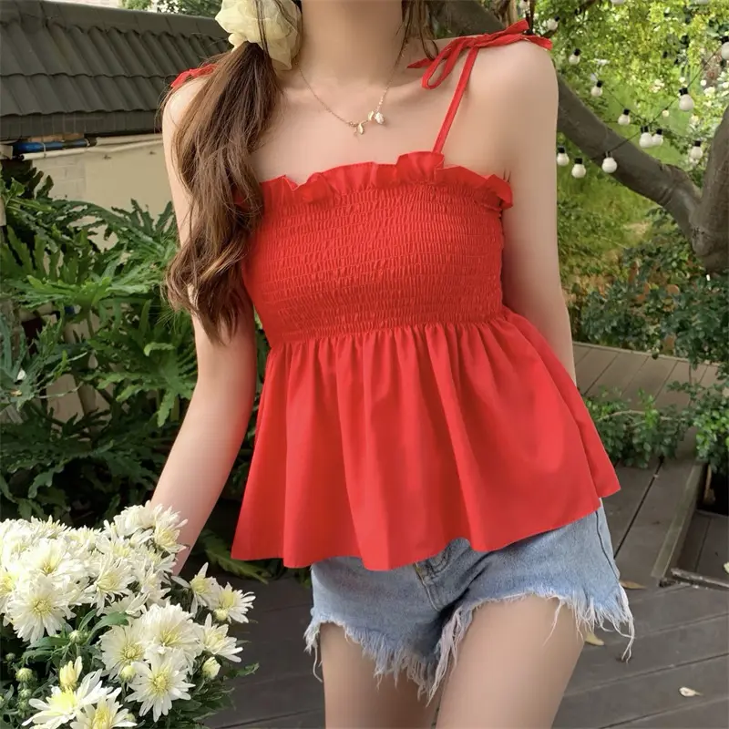 COD- Tanktop Wanita Kerutan Sifon Motif Tali ikat (T293) / Tanktop Wanita Terbaru 3