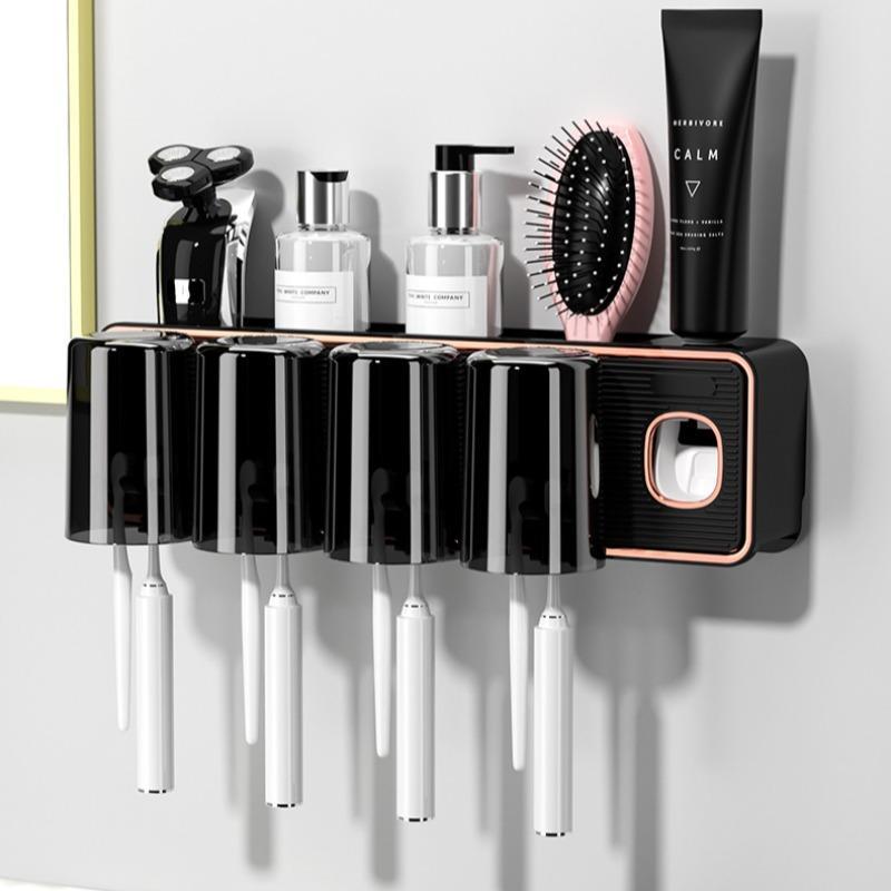 Wall Mounted Toothbrush Holder, 1 Count Punch Free Toothbrush Storage Rack, Bathroom Storage Rack, Bathroom Supplies, Home Organizer 0