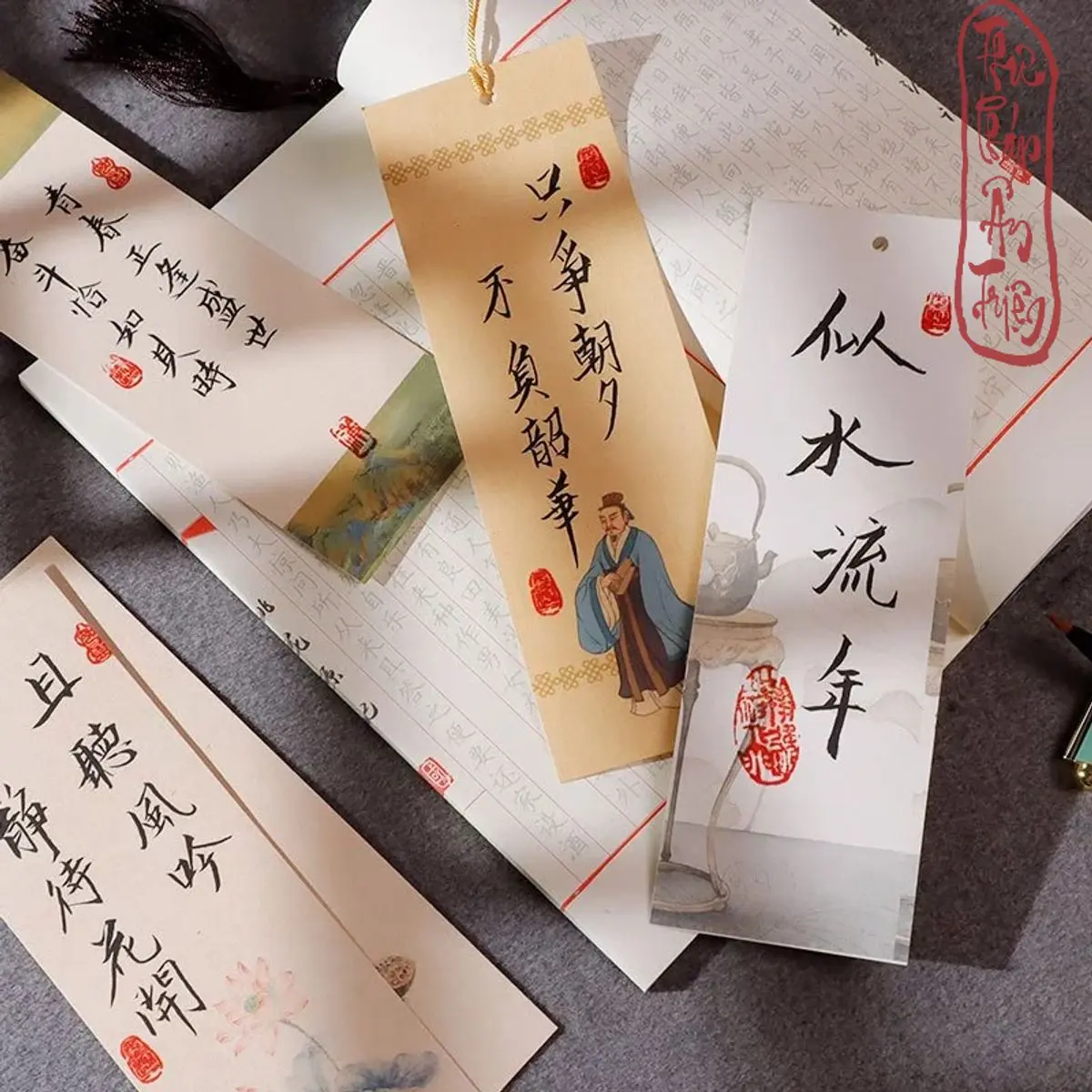 10 Liễn Mini Viết Thư Pháp Cổ Trang Làm Bookmark Treo Cành Mai Đào Ngày ...