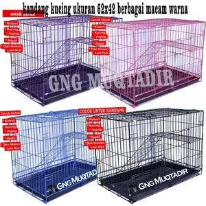 kandang kucing tingkat bisa di lipat berbagai macam warna ukuran 60x42 bahan tebal premium cat coating tahan karat